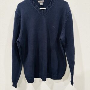 VTG Eddie Bauer Men Navy Blue V-Neck Pullover Sweater (XL Tall)  Classic Weekend